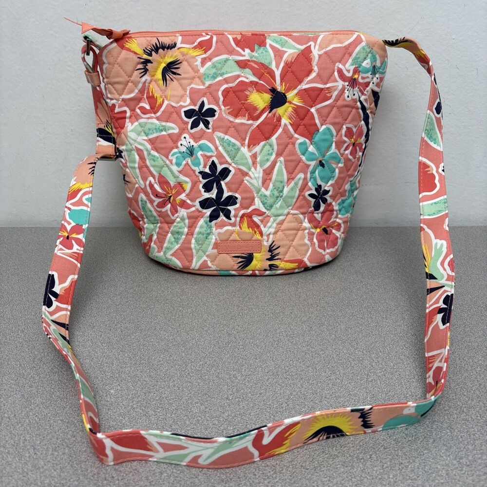 Vera Bradley Rain Forest Lily Coral Hipster Crossbody, Adj. Strap Purse, NWOT